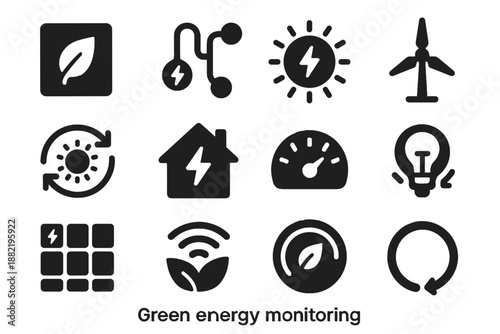 Green insight rounded grid icon vector identical no geometric tile energy aligned
