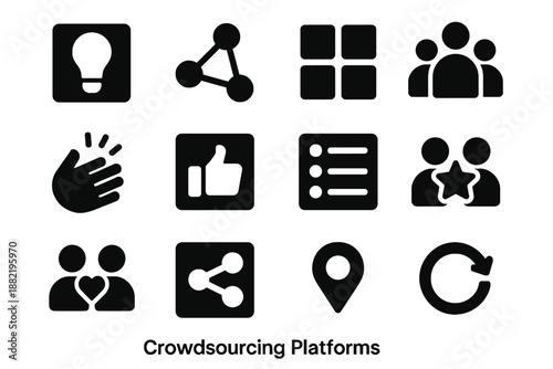 Solution shapes voting project module inside vector marker crowdsourcing icons icon microtask