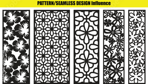 And floral seamless pattern on vertical panels