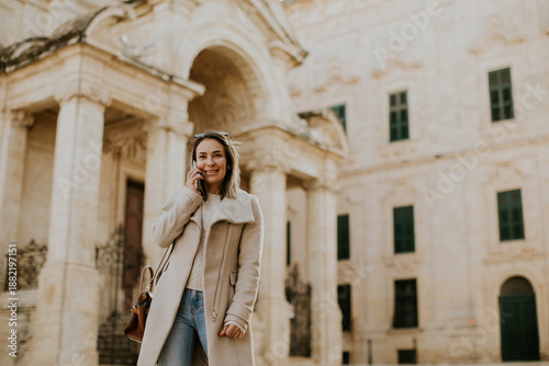 Woman walking in Malta whil...
