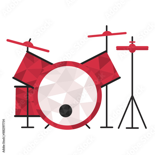 Low poly drum set colored