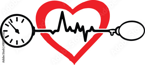 blood pressure meter red heart icon vector illustration style 