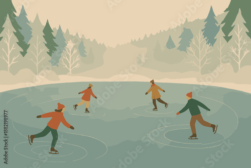 Emojis winter flat icon no clean negative vector punctuation skaters geometric models