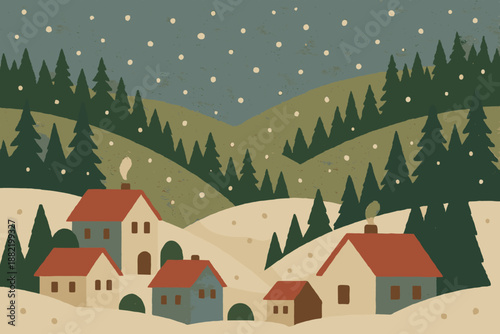 Bubbles village numbers no text negative illustration vector models snowy any cohesive