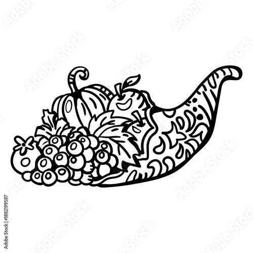 Hand drawn cornucopia cornucopia