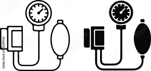 blood pressure icon set measurement vector monitor device illustration 