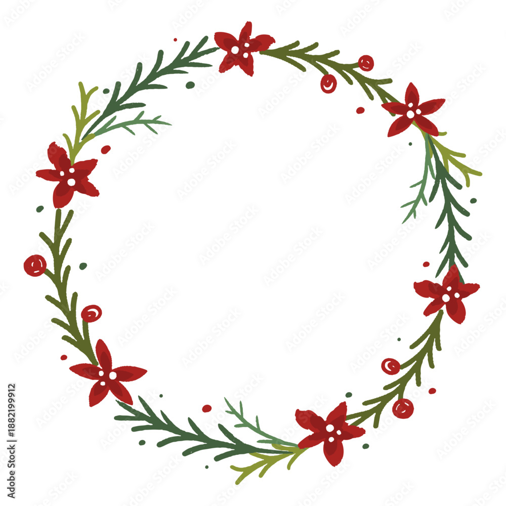 Fototapeta premium Flowery christmas wreath