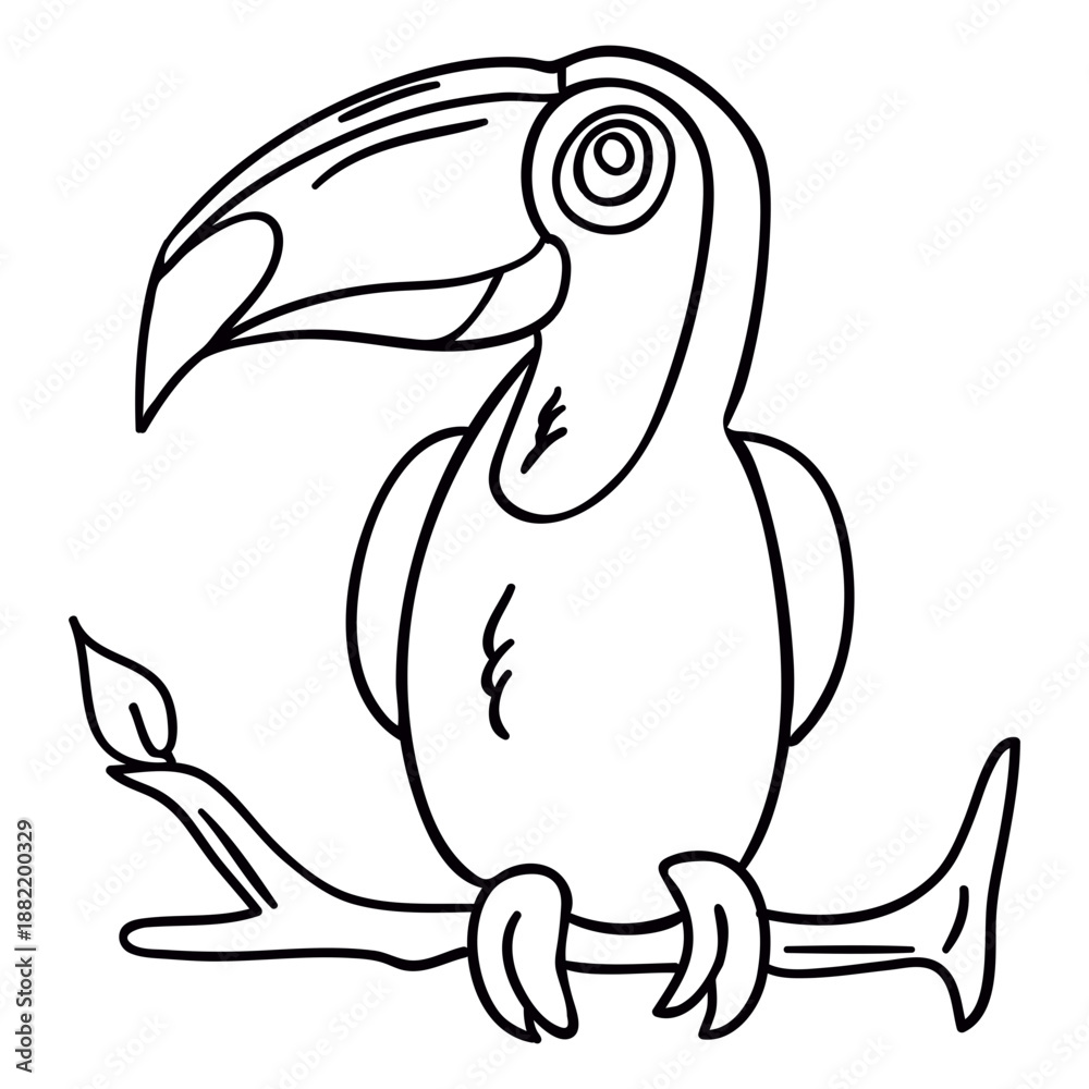 Fototapeta premium Toco toucan perch branch stroke