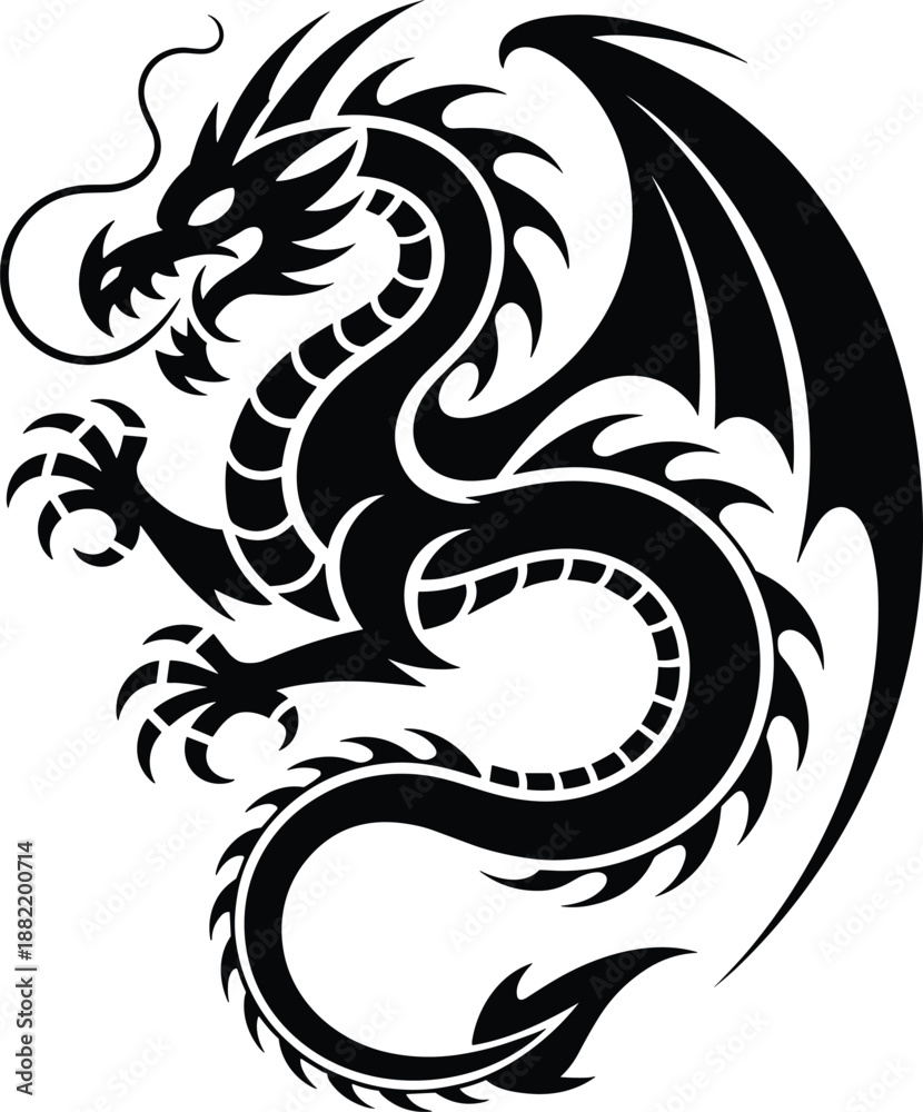 Naklejka premium Dynamic dragon silhouette