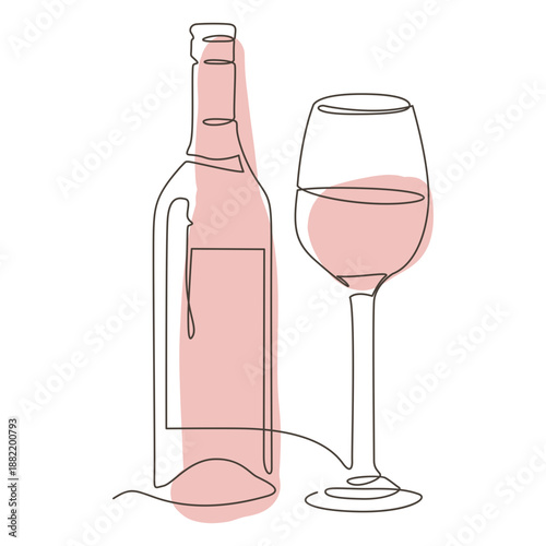 Wine bottle and glass stroke