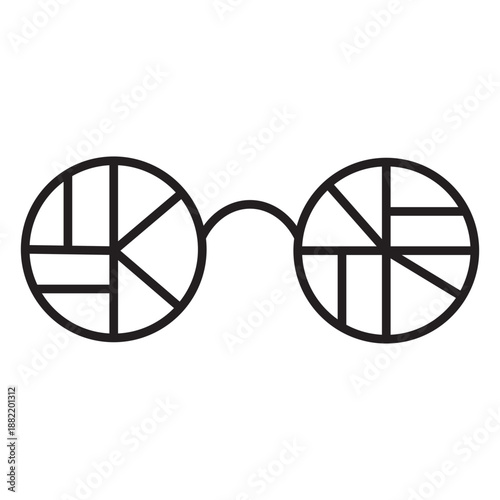 Geometric line round glasses stroke