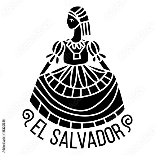 El salvador woman traditional clothingdark design