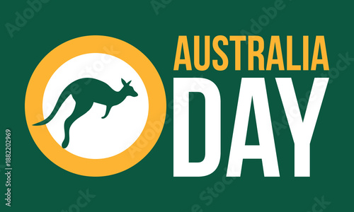 Australia Day. National happy holiday, celebrated annual in January 26. Australian patriotic elements.  Kangaroo silhouette. Poster, card, banner and background. Vector illustration