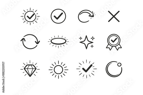 Generation action image sparkle vector ux cue simple indicator marker bulk icon