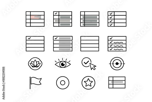 Selection generation icon readiness multiple image vector state highlight single simple row