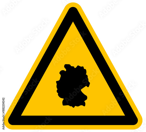 Señal de advertencia amarilla con mapa de Alemania vector concepto de información regional política viajes territorio geográfico alemán cultura centroeuropa y destino turístico