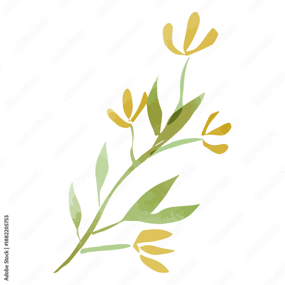 Obraz premium Watercolor leaves branch