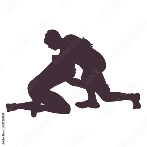 Wrestlers combat wrestling silhouette