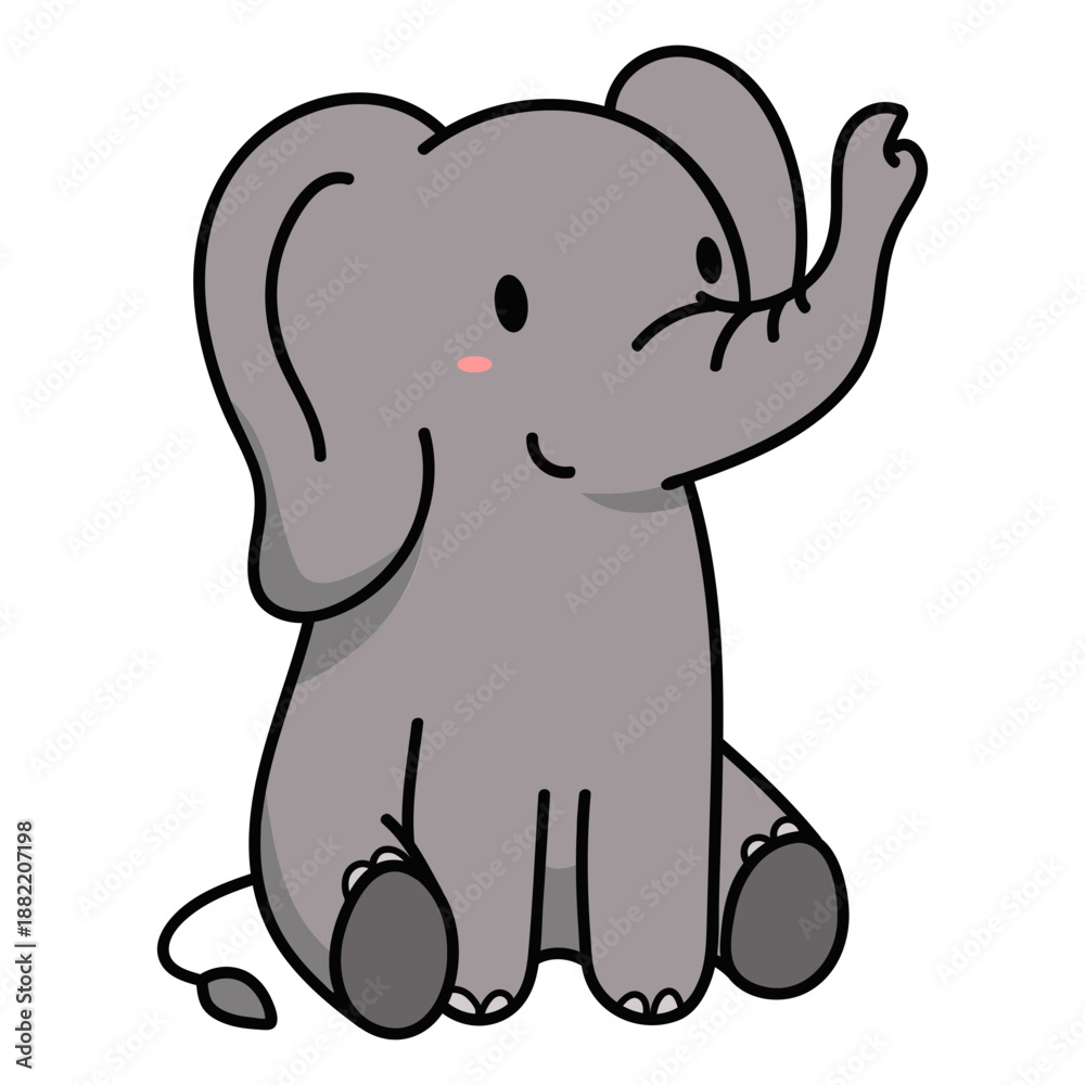 Obraz premium Cute elephant sitting illustration