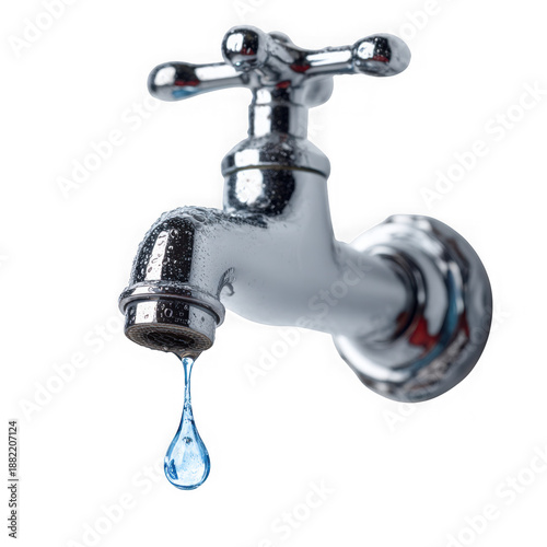 Obraz na płótnie Dripping faucet isolated on transparent background