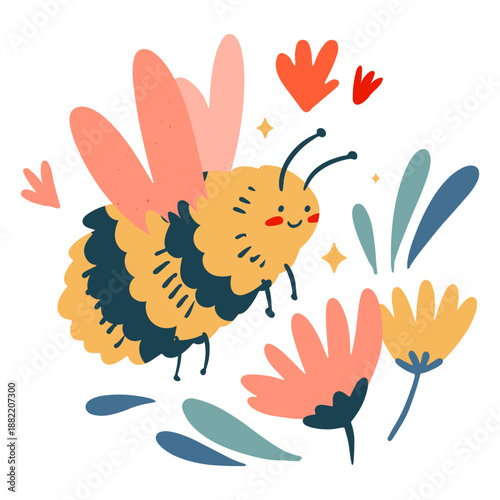 Bee pollination flat