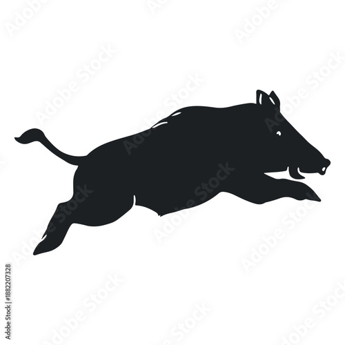 Wild boar leaping silhouette