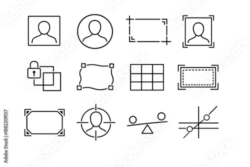 Image safe simple generation thirds round crop lock grid icon mark vector