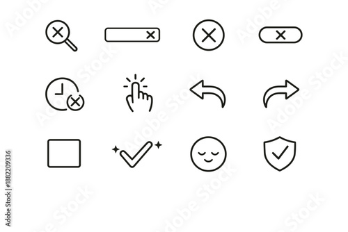 Search erase generation icon confirmation symbol cross stability cleared vector clear simple