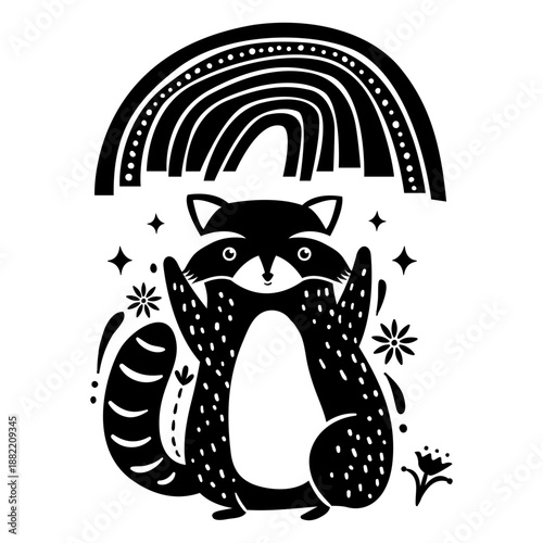 Rainbow and raccoon cut out