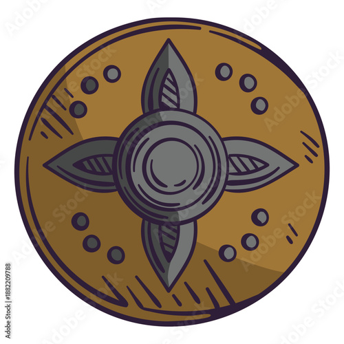 Round wooden shield color stroke