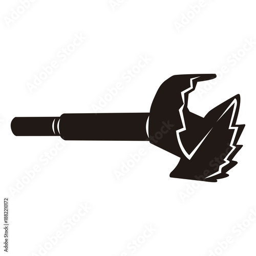Black drill bit simple design cut out