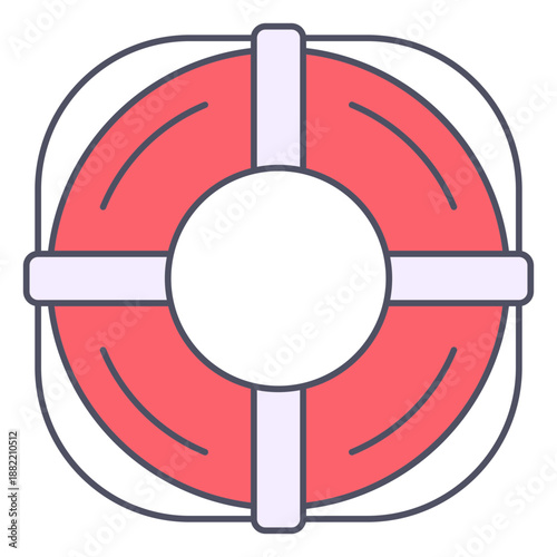 Round lifesaver with rope color stroke