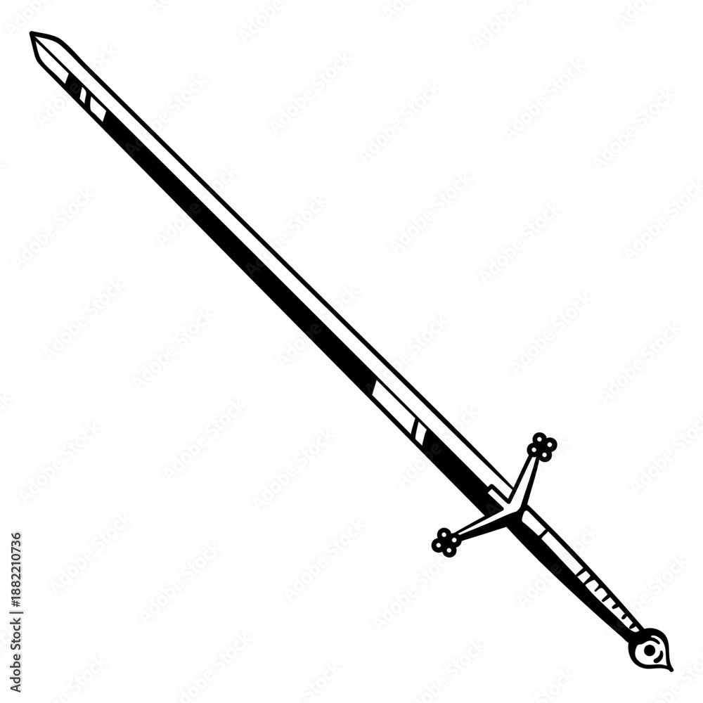 Naklejka premium Thin sword filled stroke