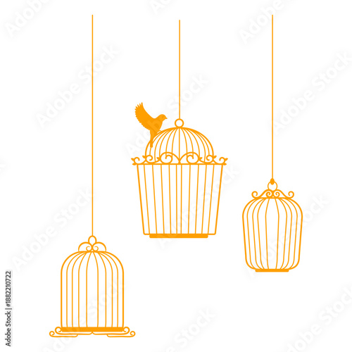 Bird cages silhouette