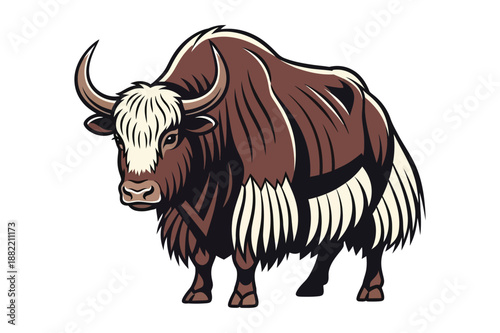 Wallpaper Mural Hairy yak mountain animal illustration isolated on white Torontodigital.ca