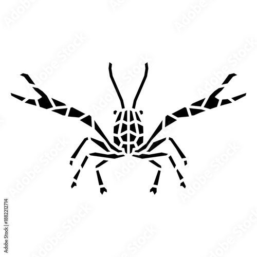Frontal polygonal lobster silhouette