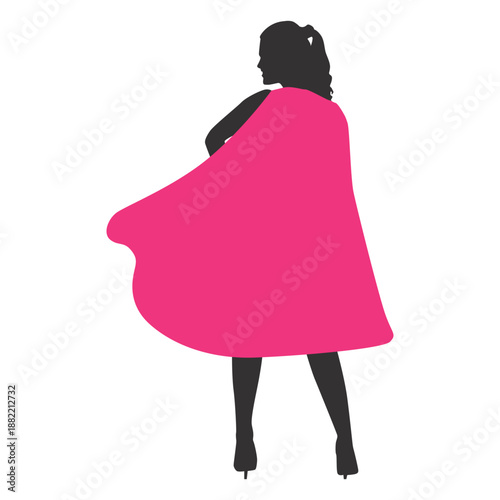 Superhero girl back silhouette