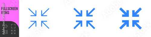 Minimize icon rally compact size small scale arrows icons. Shrink icon resize in arrows. Outline editable stroke, color icon set