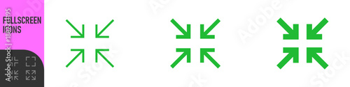 Minimize icon rally compact size small scale arrows icons. Shrink icon resize in arrows. Outline editable stroke, color icon set