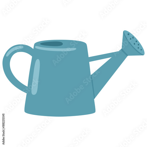 Metal watering can or pot isolated on white background. Modern gardening tool or agricultural implement used in horticulture and plant cultivation.