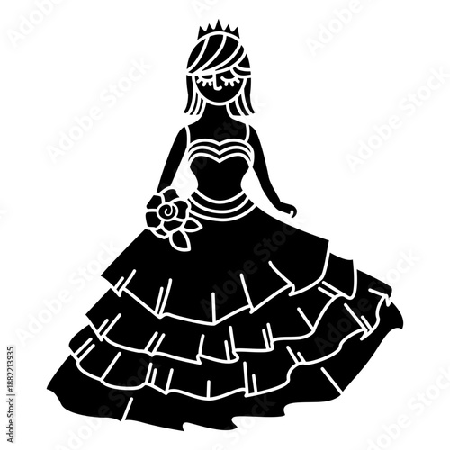 Lady in dress hand drawn cut out