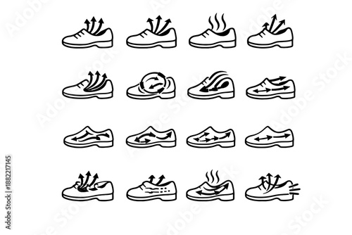 Focus shoe precision calm icons logic silhouette icon vector drying airflow