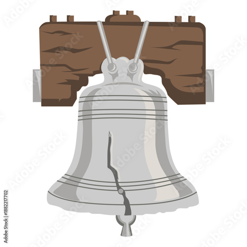 Liberty bell american symbol semi flat