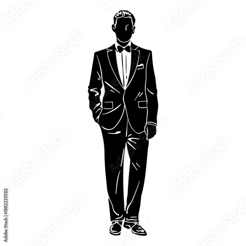 Wedding man in a tuxedo cut out