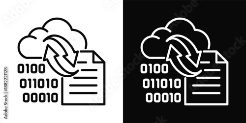 Digitization Icon White And Black Background Style