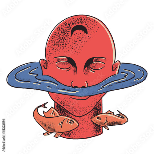 Zodiac sign pisces design color stroke