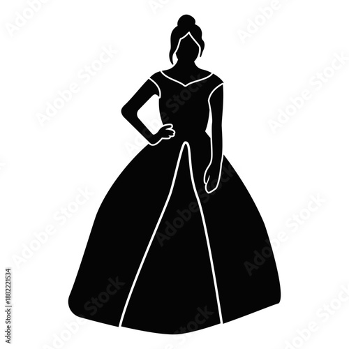 Girl in big dress prom party