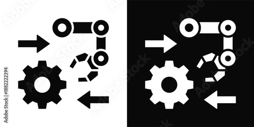 Automation Icon White And Black Background Style