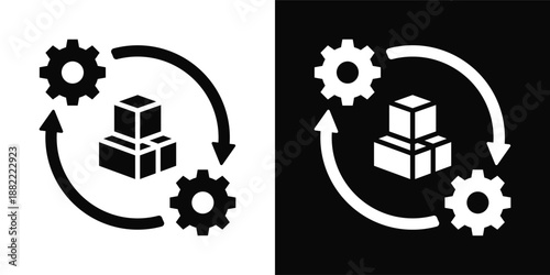 Synergy Icon White And Black Background Style