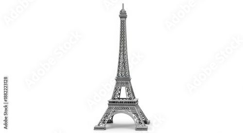 Iconic Eiffel Tower miniature model against a clean white background